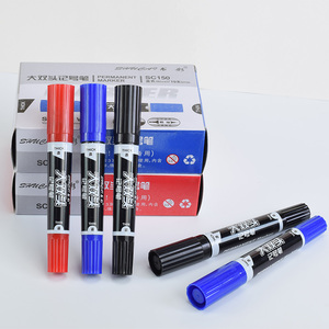 <span class=keywords><strong>Marcadores</strong></span> Personalizados al por Mayor, Marcador Permanente de Doble Punta, de Gran Capacidad, en Plástico, Rojo, Negro y Azul - Product Image 1