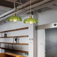 Suspension Vintage en Verre Vert Plafonnier Floral Suspendu Avec Hauteur Réglable pour Salle à Manger Café Chambre Couloir