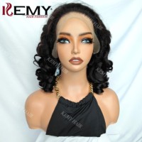 Perruque KEMY HAIR à boucles rebondissantes, cheveux humains vierges brésiliens, double épaisseur, avec fermeture en dentelle, cuticules alignées, sans colle, dentelle transparente