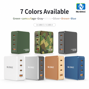 Cargador Rápido GaN de 100W Resistente al Fuego, 3 Puertos Tipo-C + 1 Puerto USB, Cargador de Escritorio Ecológico PD3.1/PD2.0 QC3.0/QC2.0 <span class=keywords><strong>para</strong></span> Teléfonos Inteligentes 5G - Product Image 4