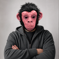Masques en latex réalistes de chimpanzé rose, masques d'animaux pour adultes, coiffes de singe amusantes, accessoires tendance pour Pâques, Halloween, cosplay et fêtes