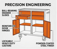 Armoire à outils mobile robuste en acier avec tiroirs verrouillables, chariot à outils industriel pour garage, personnalisable OEM