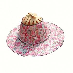 Sombrero de Bambú Plegable con Diseño Floral Pintado, Listo para Enviar, Ideal para Viajes al Aire Libre - Product Image 1