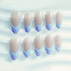Ongles à presser en forme d'amande à la peau foncée Spice Girl Style moyen-long dégradé <span class=keywords><strong>manucure</strong></span> française Gel 3D en forme d'amande <span class=keywords><strong>facile</strong></span> pour les doigts - Product Image 2