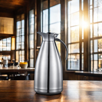 Bouilloire isotherme 2L en acier inoxydable à double paroi, vente en gros d'usine, théière et cafetière manuelle avec poignée, flasque thermique domestique pour maintenir au chaud