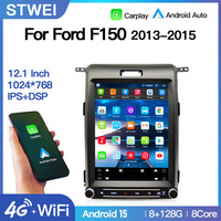 Autoradio Android 15 STWEI 12,1 pouces, écran vertical pour Ford F150 2013-2015, lecteur multimédia vidéo, stéréo, GPS, navigation, 4G, DSP, Carplay