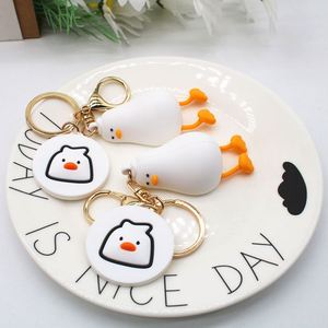 Nouveau design, porte-clés mignon en PVC en forme de canard de dessin animé, adorable figurine de canard, breloque de sac personnalisable, cadeau pour femmes et filles - Product Image 3