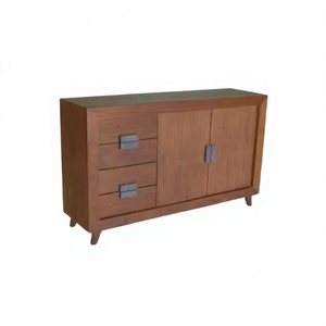 Aparador Moderno de Mediados de Siglo, Duradero, de Madera Maciza, con 4 Cajones y 2 Puertas, Gran Capacidad, Mueble de Almacenamiento para Sala de Estar, Credenza 6 - Product Image 3