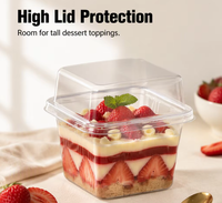 Boîte à dessert carrée en plastique PET transparent avec couvercle, conteneur jetable de qualité alimentaire pour boulangerie, mousse, collation, fruit, pâtisserie, emballage à emporter
