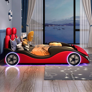 Hot Selling Car-shaped Kid <strong>Bed</strong> Luxury Leather <strong>Cool</strong> Cartoon <strong>Bed</strong> Home Bedroom Double Soft Children's <strong>Bed</strong> With Storage Space - Product Image 5