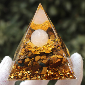 Rose <b>Crystal</b> <b>Ball</b> Tiger Eye Crushed Stone Pyramid Resin Epoxy Craft Desktop Ornament Feng Shui Living Room Decor - Product Image 1