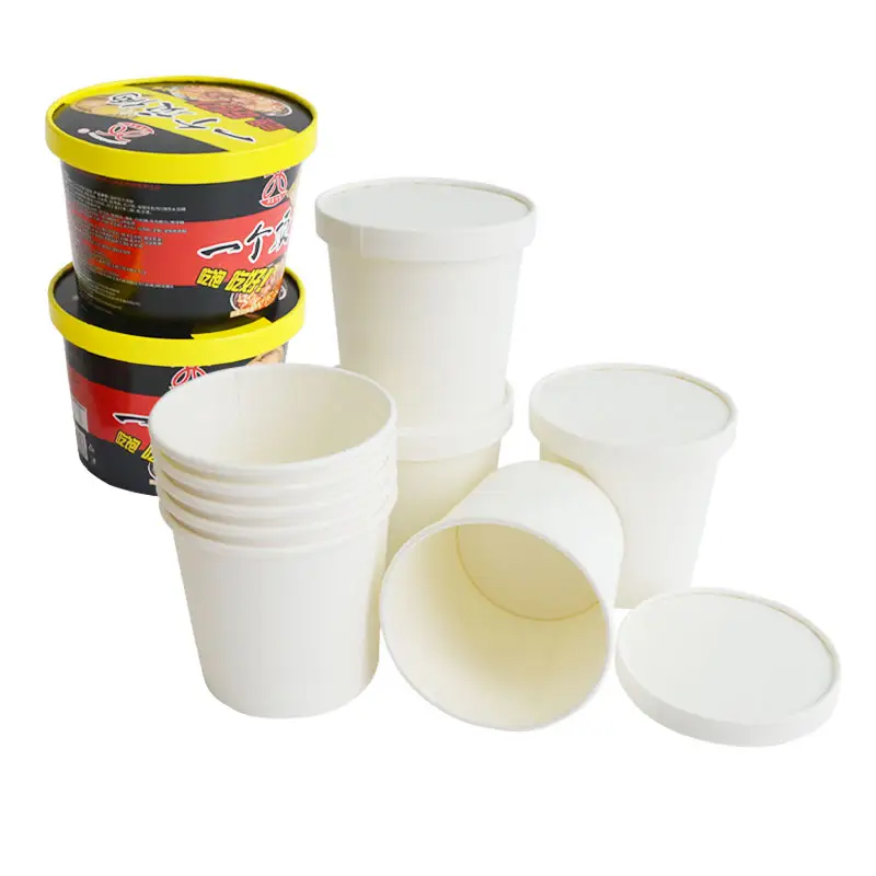 Embalagem de papel descartável 5 oz 8 oz 16 oz 26 oz e 32 oz Eco Friendly Ice cream Tub and Soup Paper Cups com tampa
