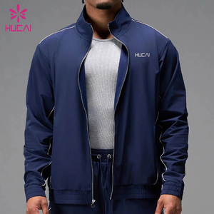 سترة رياضية خفيفة الوزن مخصصة من HUCAI بسحاب كامل للتدريب الرياضي مع خطوط عاكسة - Product Image 3