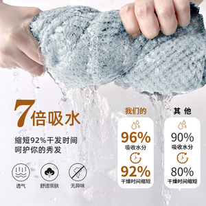 Gorro para secar el cabello, 60x105cm, forro polar coral, de secado rápido, color sólido, para mujeres, cabello largo, uso doméstico - Product Image 4