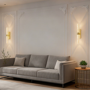 Lámpara de pared de cristal dorada con LED táctil regulable, diseño moderno para dormitorio, sala de estar, pasillo - Product Image 3