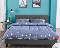 Vêtement de chambre à coucher en tissu PU, couvre-chef avec jambes en bois, lit simple et double King queen size