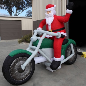 High Quality Custom Advertising Christmas Santa Claus Inflatable Christmas Santa Claus With Drive <strong>Motorcycle</strong> - Product Image 1