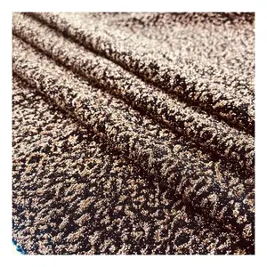Leopard shiny gold polyester mesh knitted fabric jacquard fabrics for clothing