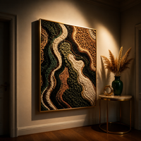 Art mural en relief texturé 3D fait main 50x70 60x90 70x100cm, peinture abstraite sur toile tuftée à techniques mixtes avec cadre pour hôtel