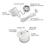 Stopkontak Meja Bundar Terpasang dengan Port USB Tipe C 20W, Lubang 80mm dengan Lampu LED