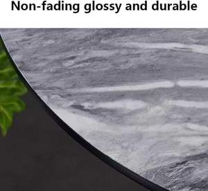 Modern Round <strong>Tulip</strong> Side <strong>Table</strong> Black Metal Base and Stone Top for Kitchen Dining Room Hotel or Apartment Furniture - Product Image 5