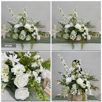 Bouquet de fleurs artificielles en soie 5D blanc et vert, 40 cm, pour allée florale de mariage et décoration d'autel