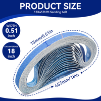 Bande abrasive en zircone bleue 60-600 grains, 457*13 mm, pour le meulage de l'acier inoxydable et des alliages, coupe précise.