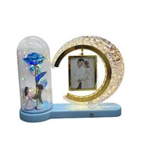 Cadre photo LED lumineux, cadre photo à fleurs éternelles, lampe décorative, souvenir de mariage, lampe de table