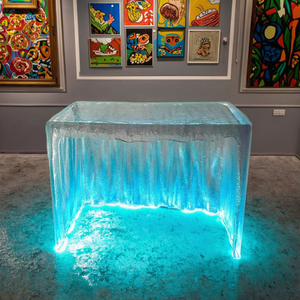 Table à manger moderne en forme <span class=keywords><strong>de</strong></span> vague en résine transparente éclairée pour bar-librairie <span class=keywords><strong>de</strong></span> l'île-écologique et durable - Product Image 5