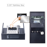 Unestech-Caja SATA de 2 bahías sin bandeja, carcasa metálica intercambiable en caliente de 2,5 pulgadas, Rack móvil SSD Hdd para Bahía de unidad óptica 5,25