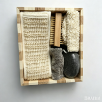 Coffrets cadeaux personnalisables pour le soin du corps avec accessoires de douche variés, emballage élégant pour les spas, les hôtels et les cadeaux de vacances