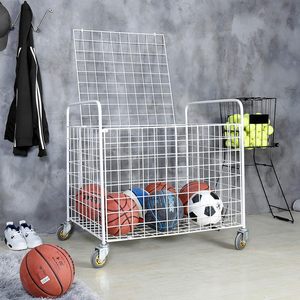 Chariot de rangement pour balles de sport Cage de rangement pour équipement portable Organisateur d'équipement de sport Chariot pour balles roulantes d'extérieur avec paniers - Product Image 4