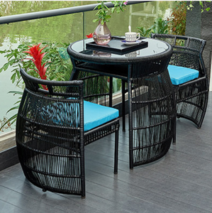 USA DELIVERY Modern Outdoor Rattan Patio <b>Bistro</b> Set 1 <b>Table</b> & 2 Cushioned Chairs | Restaurant Chairs in Stock / Ready to Ship - Product Image 6