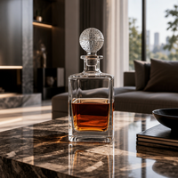 Botella de Whisky de Vidrio Personalizada de Lujo, Diseño Único, Fabricantes de Botellas de Vidrio Reciclables, Botella al por Mayor para Brandy y Whisky