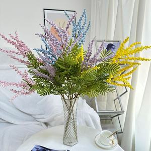 <span class=keywords><strong>Albizia</strong></span> en faux plastique de mariage 3 fourchettes flocage de <span class=keywords><strong>fleurs</strong></span> artificielles pour décoration de plafond - Product Image 1