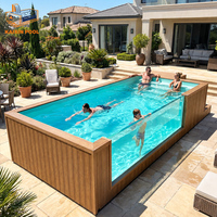Piscine hors sol familiale à prix abordable, en acrylique, fibre de verre, bois composite (WPC), grand format, pour jardin extérieur