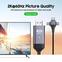 Câble HDMI 3 en 1 Téléphone vers TV Ultra Haute Vitesse Micro Type C vers HDMI pour Projecteur Moniteur