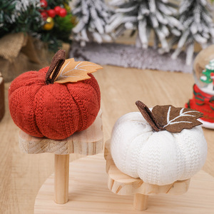 Knitted Pumpkin Ornament Fall Thanksgiving Table Decor Harvest Festival Small Pumpkin Desktop Decoration - Product Image 3