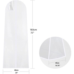 Funda protectora para vestido de novia, bolsa de almacenamiento colgante de doble capa gruesa para protección del vestido, estilo moderno en blanco y negro - Product Image 2