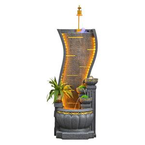 Quanfangyuan European Style Flowing Water Fountain <b>Large</b> Floor Standing Indoor Outdoor Decor With Led Light For Living Room - Product Image 5