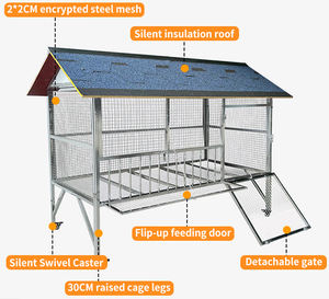 Cage à volaille en fil d'acier inoxydable épais, anti-picorage, anti-évasion, cage d'élevage à double usage pour les fermes domestiques, maisons classiques de luxe - Product Image 6