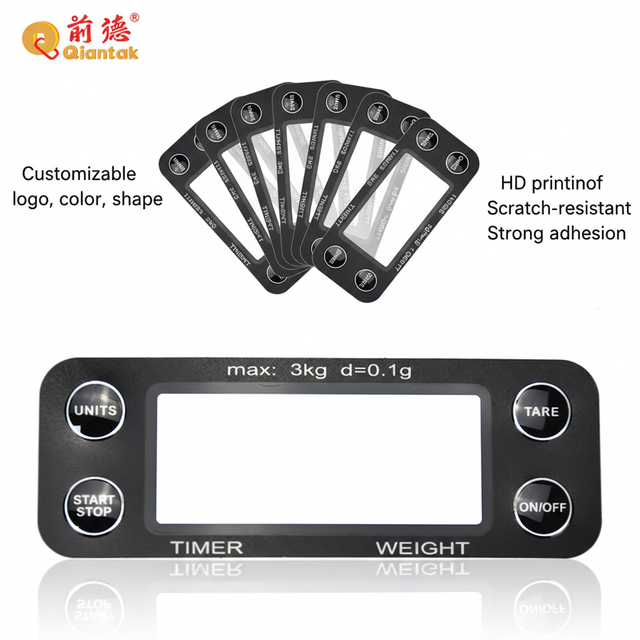 OEM Custom High Quality PC/PET Front Panel Screen Printed Graphic Overlay Glossy Embossed Buttons Precision Die Cut Film Tactile