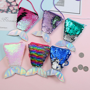 Portamonete a Coda di Sirena, Borsa a Tracolla con Paillettes a Coda di Sirena per Bambini, Bambine e Ragazzi, <span class=keywords><strong>Regali</strong></span> per Feste di Compleanno - Product Image 1