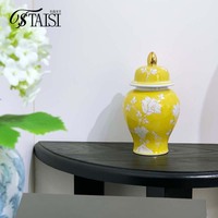 Petit vase antique décoratif de table en céramique personnalisé pour la décoration intérieure pot à gingembre en porcelaine orientale bleu et blanc avec couvercle