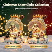 Lanterne musicale de Noël en gros, lanterne à eau LED animée, globe à neige avec train de Noël, décoration de vacances pour la maison et l'intérieur