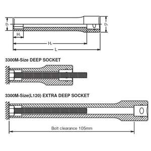 KOKEN - 3300M-120-13 3/8 ''hexagonal extra profundo-EAN 4991644031955 HAND SOCKETS 3/8" - Product Image 2