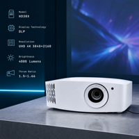 Projecteur de cinéma maison intelligent Optoma UHD38X 4K UHD 3840*2160 3600 ANSI Lumens 3D Stéréo pour les entreprises et l'éducation