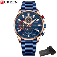 Reloj de Pulsera Curren 8415 de Cuarzo, Casual y Elegante, de Acero Inoxidable, Original para Hombre, con Caja de Papel