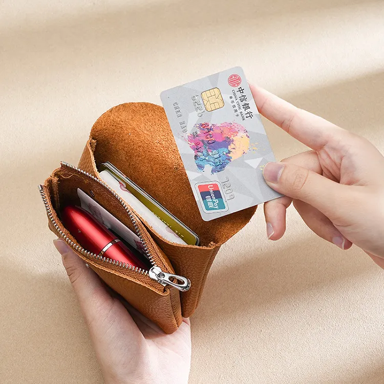 ของแท้หนังผู้ชายกระเป๋าสตางค์ผู้หญิง Mini Id ผู้ถือบัตรเครดิตกระเป๋าเงินเหรียญกระเป๋าเก็บกระเป๋าธุรกิจสั้นกระเป๋าเงินเหรียญ