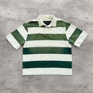 Camisa Polo a Rayas con Cuello Desgastado por el Sol, Diseño Personalizado, Estilo Urbano, Corte Cuadrado, 100% Algodón, Botones, Alta Calidad - Product Image 2
